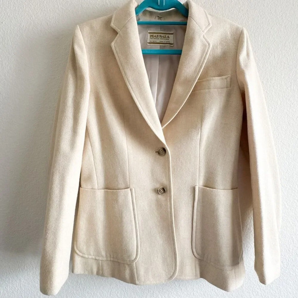 Vintage Made In Japan Ivory Cream Wool Blend Blazer marked 9/10 fits S/M - Picture 1 of 12